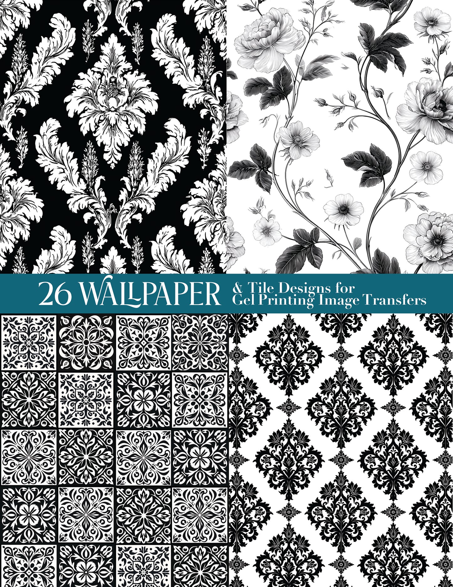 26 Wallpaper & Tile Designs for Gel Printing Image Transfers