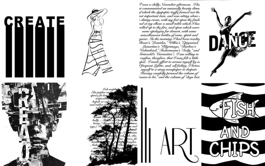 50 Diverse Typography Gel Print Image Transfers