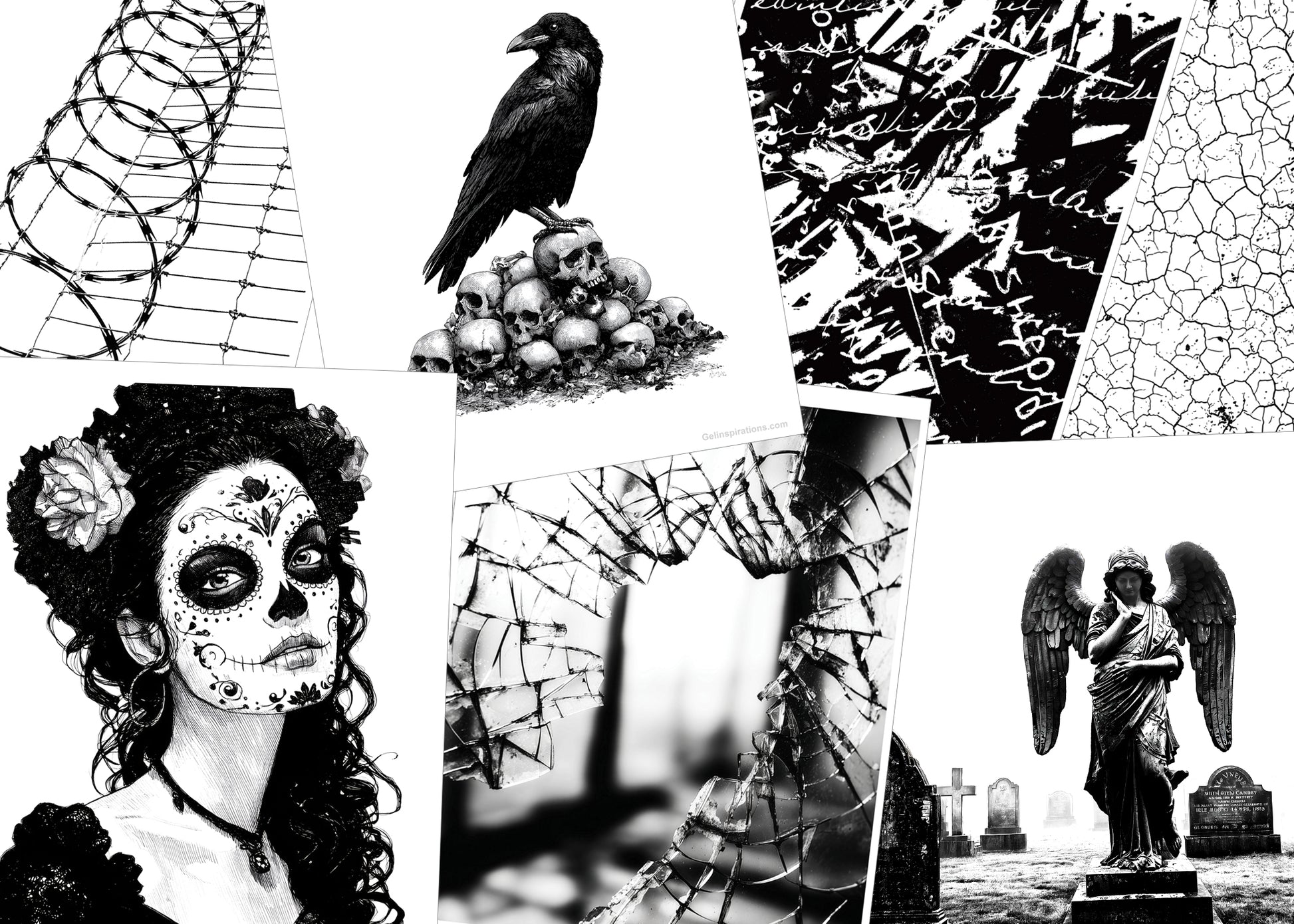 Gel printing image transfers for grunge art
