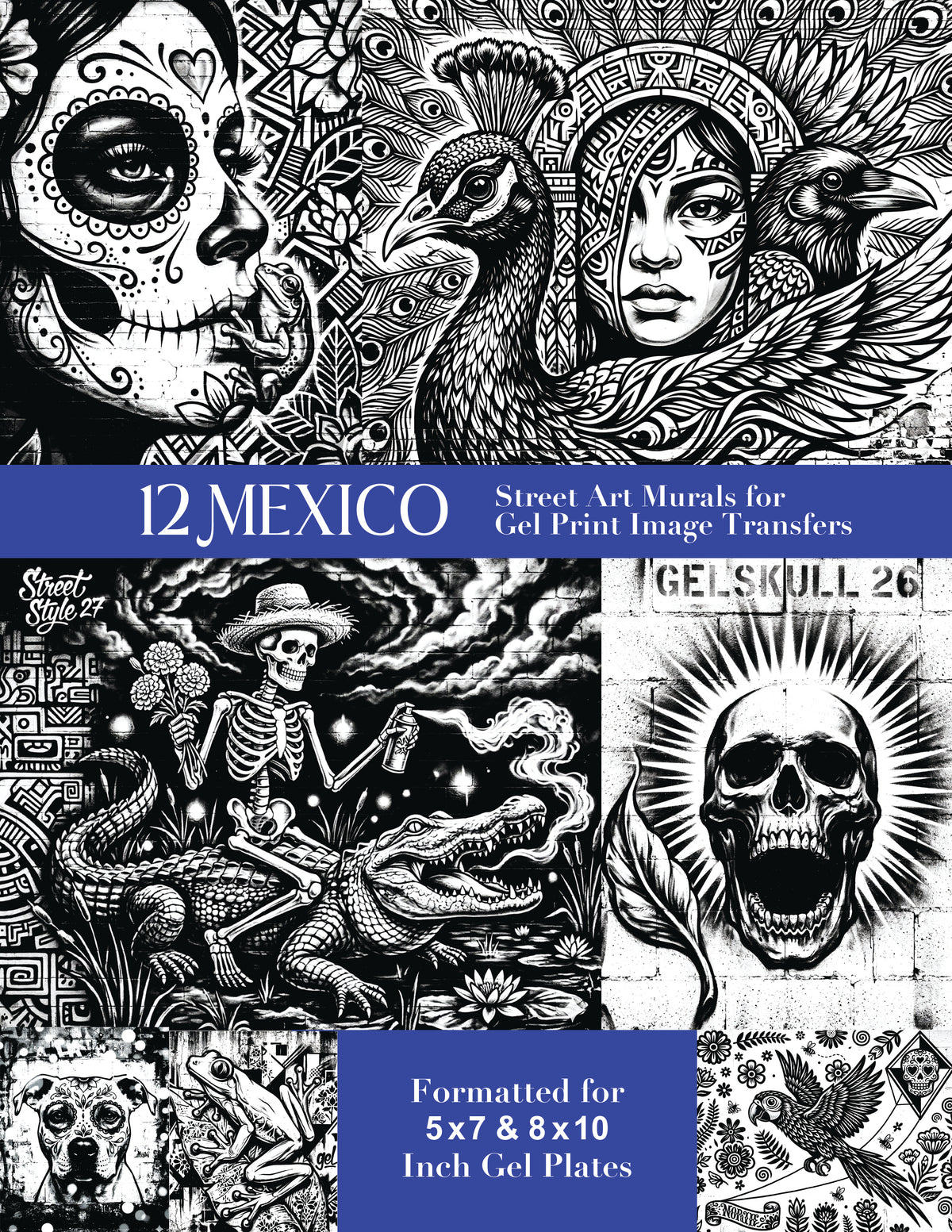 12 Mexico Street Art Murals for Gel Print Image Transfers - 5x7 & 8x10