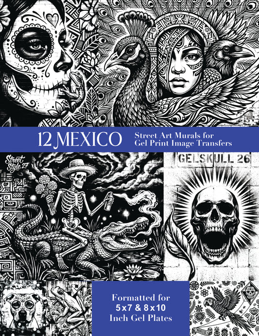 12 Mexico Street Art Murals for Gel Print Image Transfers - 5x7 & 8x10