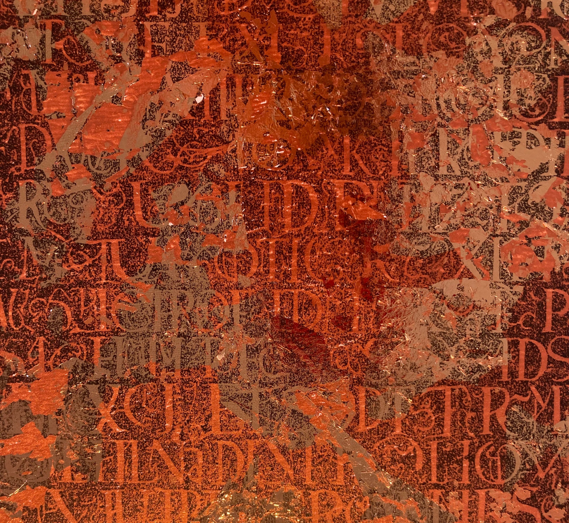Textured gel print with letters