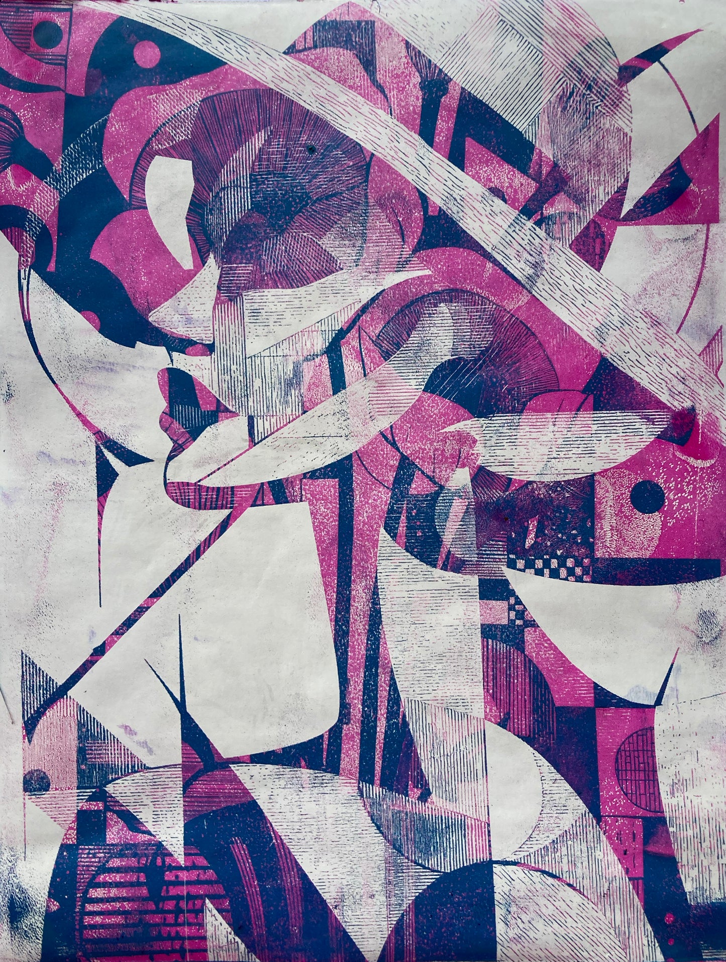 4 Cubist Gel Plate Image Transfers from Double Exposure Video