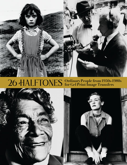26 Halftone Ordinary People of the 1950s-1980s Gel Print Image Transfers
