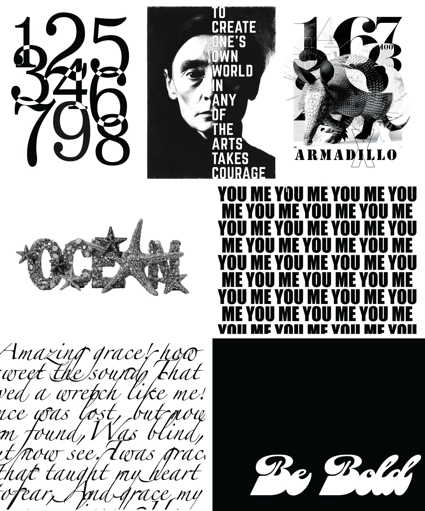 50 Diverse Typography Gel Print Image Transfers