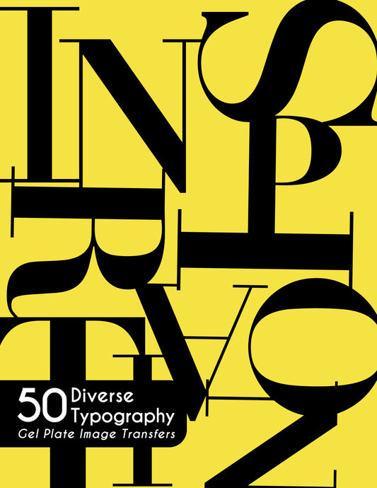 50 Diverse Typography Gel Print Image Transfers